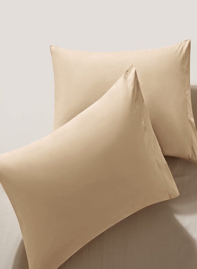 MILVOWOC 2Pcs Brushed Microfiber Standard Pillowcases - 20 x 26 Inch, Camel Pillow Case Set Non Slip Envelope Pillow Cover with Moisture Absorption and Anti-Wrinkle - Image 1